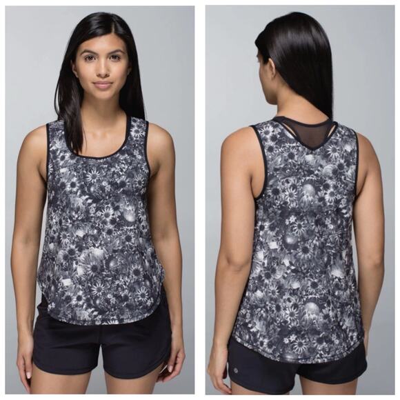Lululemon Run Split Singlet Flowabunga Black Angel Wing Tank Top Athletic - Picture 1 of 13